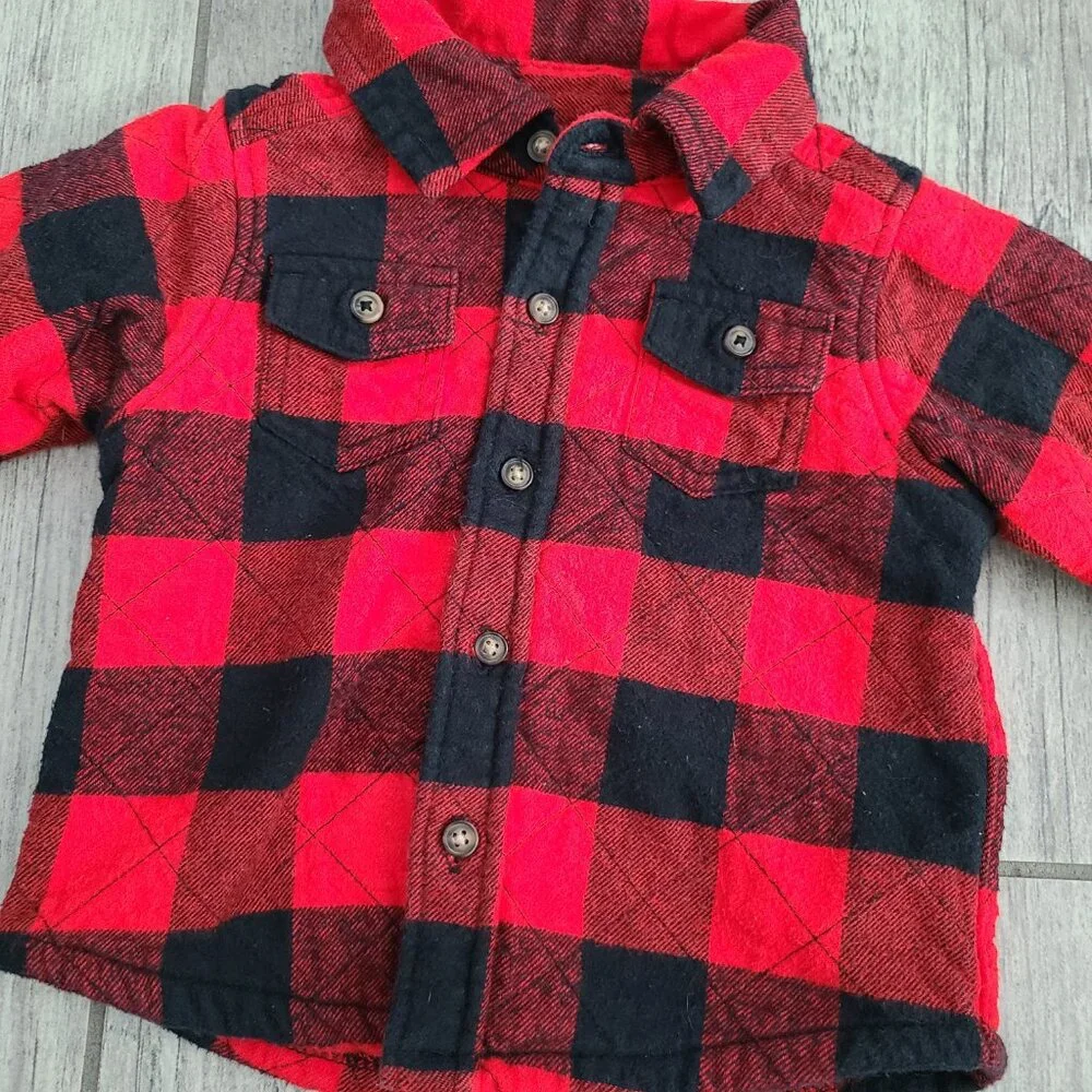 Carter’s Baby Boy Fleece-Lined Buffalo Plaid Shirt Size 9M